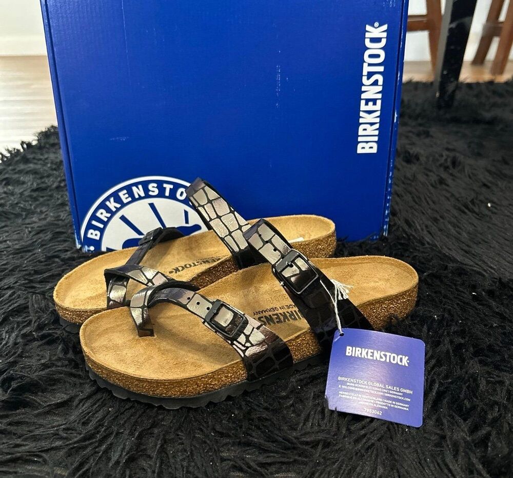 BIRKENSTOCK Mayari black metallic gladiator sandals slippers shoes eur 39 new